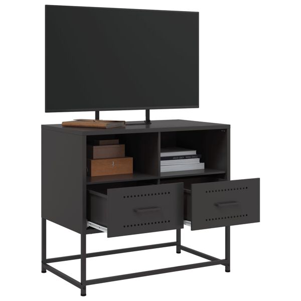 vidaXL TV-Schrank Schwarz 68x39x60,5 cm Stahl