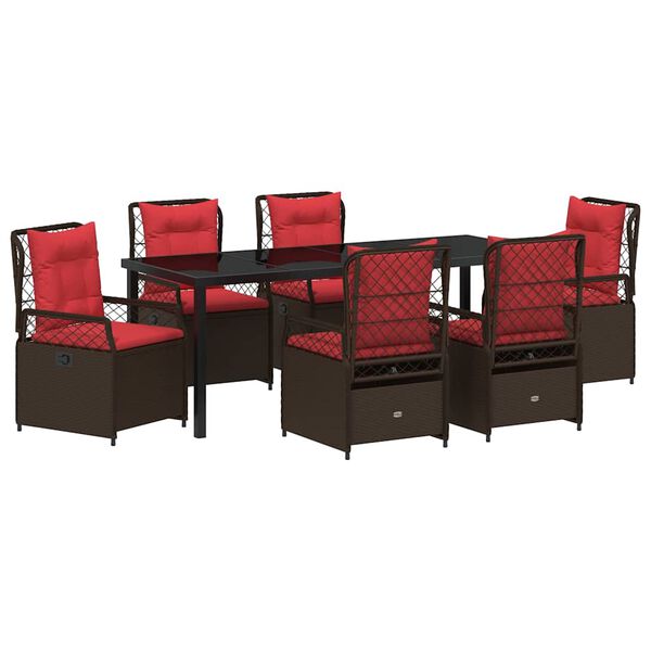 vidaXL Garten Essgruppe 7 pcs Braun Poly-Rattan