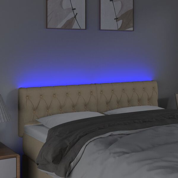 vidaXL LED Kopfteil Creme 160x7x78/88 cm Stoff