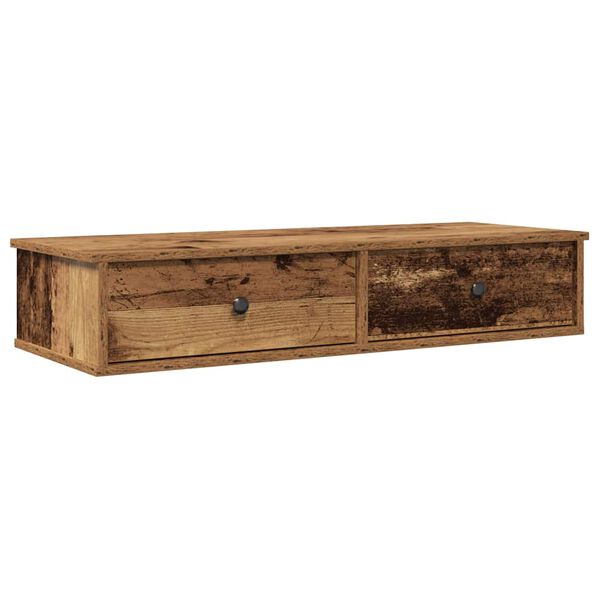 vidaXL Wandregal mit Schubladen Altholz-Optik 100x37,5x19 cm