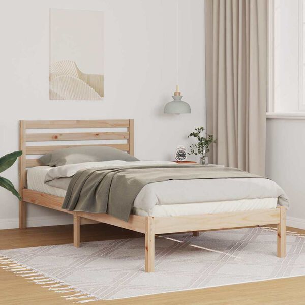 vidaXL Bettrahmen mit Kopfteil Braun 80 x 200 cm Massives Kiefernholz