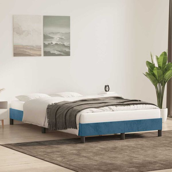 vidaXL Bettgestell ohne Matratze Dunkelblau 120x210 cm Samt