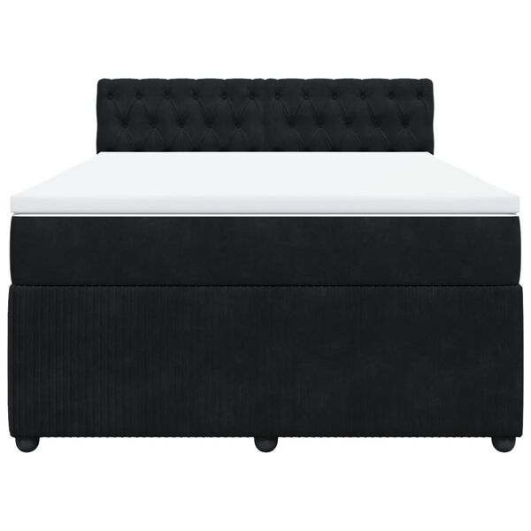 vidaXL Boxspringbett mit Matratze Schwarz 140x200 cm Samt