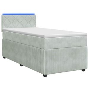 vidaXL Boxspringbett mit Matratze Hellgrau 100 x 200 cm Samt