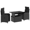 vidaXL Outdoortisch-Set 3 stk. Schwarz Poly-Rattan
