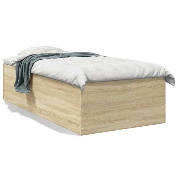 vidaXL Bettgestell Sonoma-Eiche 75x190 cm Holzwerkstoff