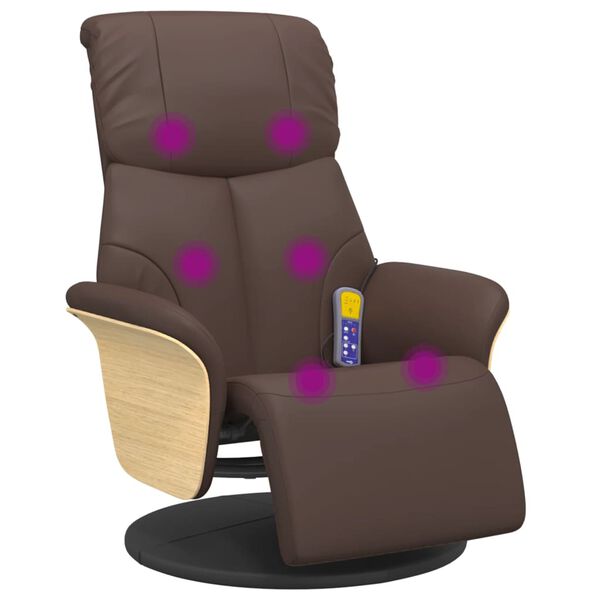 vidaXL Massagesessel mit Fu&szlig;teil Braun Kunstleder