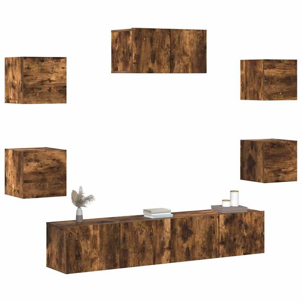 vidaXL 7-tlg. TV-Schrank-Set R&auml;uchereiche Holzwerkstoff
