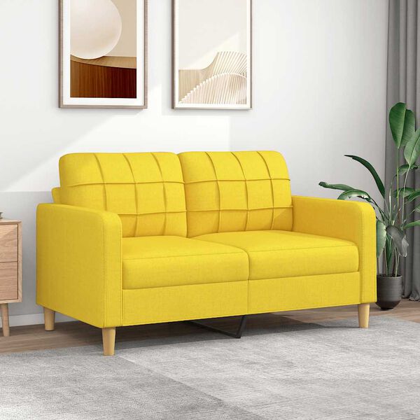 vidaXL 2-Sitzer-Sofa Hellgelb 140 cm Stoff