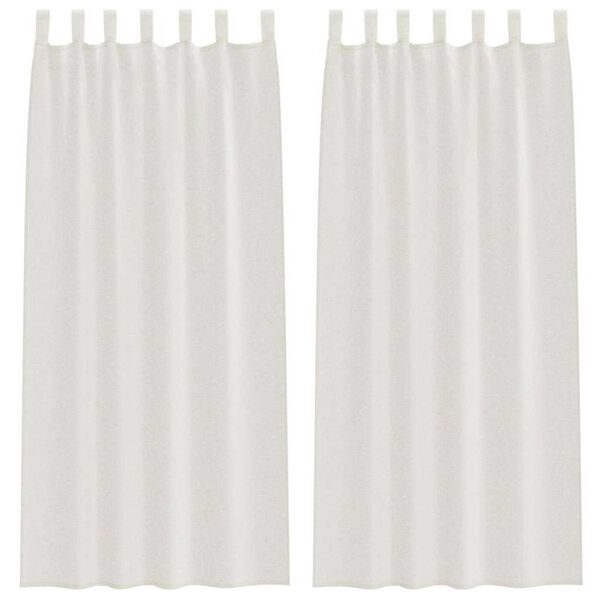 vidaXL Voile-Vorhang mit Vorh&auml;ngen 2 pcs Creme 225 x 140 cm Polyester