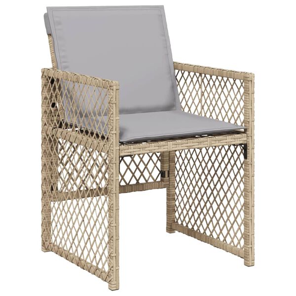 vidaXL 11-tlg. Garten-Essgruppe mit Kissen Beige Poly Rattan