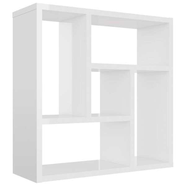 vidaXL Wandregal Hochglanz-Wei&szlig; 45,1x16x45,1 cm Holzwerkstoff