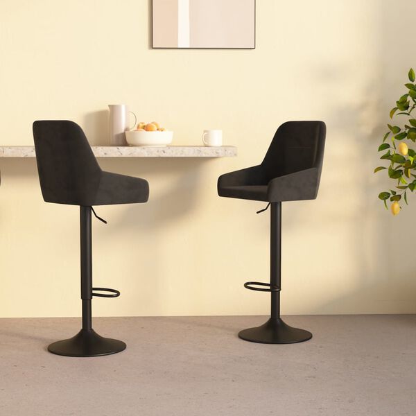 vidaXL Barhocker 2 Stk. Schwarz Samt