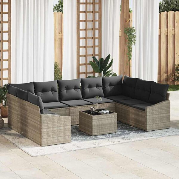 vidaXL Gartensofa-set mit Speicher Hellgrau Poly-Rattan