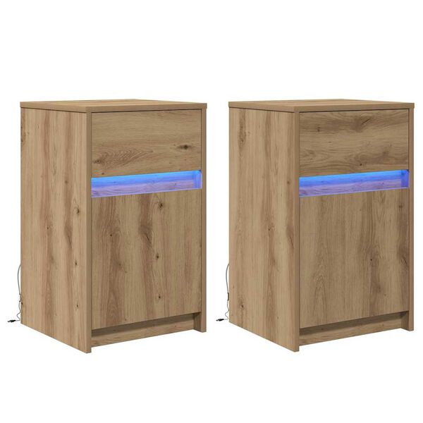 vidaXL LED Nachttisch 2 pcs Artisan-Eiche 38 x 34 x 61 cm