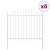 vidaXL Gartenzaun 6 pcs Weiß 170 x 190 cm Pulverbeschichteter Stahl