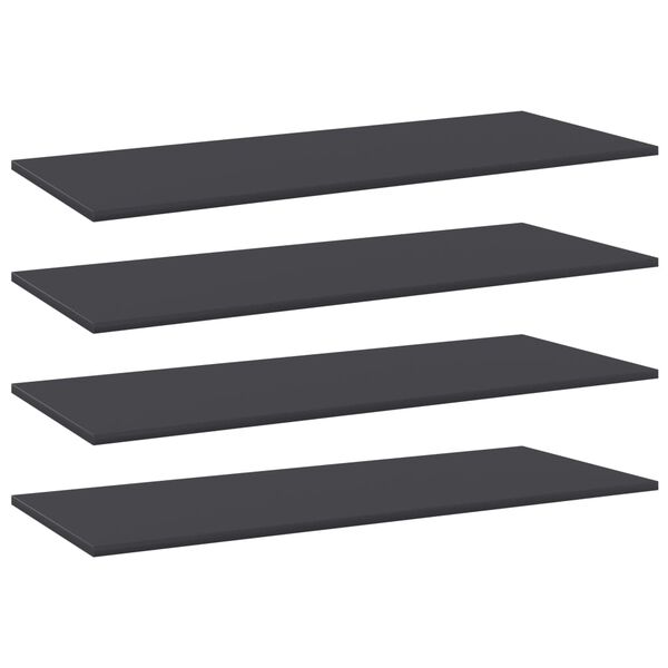 vidaXL B&uuml;cherregal-Bretter 4 Stk. Grau 100x40x1,5 cm Holzwerkstoff