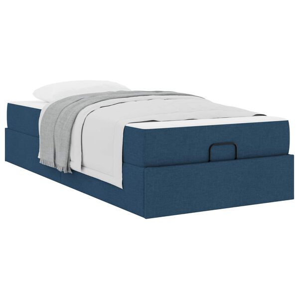 vidaXL Bettgestell mit Matratze mit Matratze 2 pcs Blau Stoff