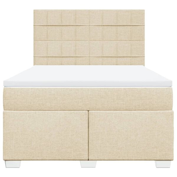 vidaXL Boxspringbett mit Matratze Creme 140x200 cm Stoff