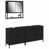 vidaXL Badezimmerm&ouml;bel-Set mit Regal 3 pcs Schwarz Holzwerkstoff