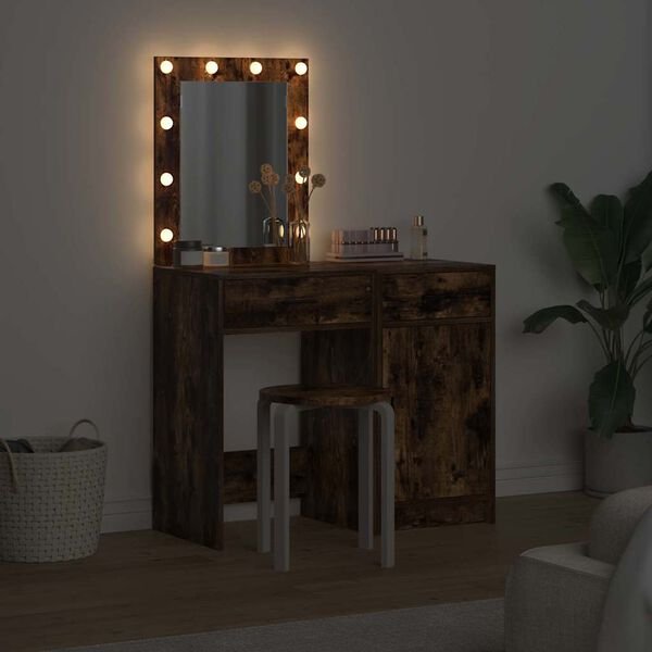 vidaXL Schminktisch mit T&uuml;r 2 pcs Braun 50 x 41 x 135 cm Holzwerkstoff