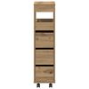 vidaXL Badschrank Schmal mit Rollen Artisan-Eiche Holzwerkstoff