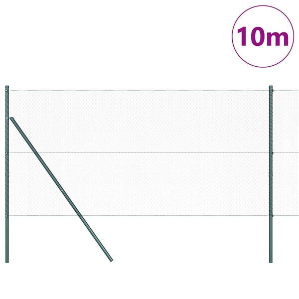 vidaXL Zaunpfosten Gr&uuml;n 10 x 1,2 m (13 mm Maschen) Stahl und PVC