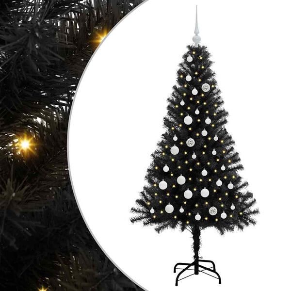 vidaXL Weihnachtsbaum mit 150 LEDs mit St&auml;nder Schwarz 150 cm PVC