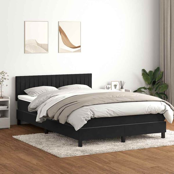 vidaXL Boxspringbett mit Matratze & LED Schwarz 160x210 cm Samt