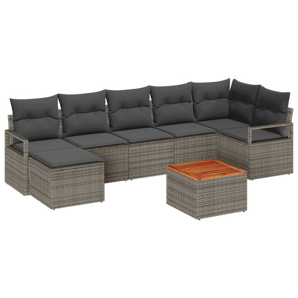 vidaXL Gartensofa-set mit Speicher 8 pcs Grau Poly-Rattan