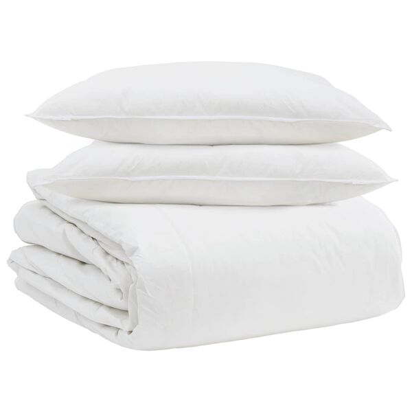 vidaXL Bettdecken Set mit Kissen 3 pcs Wei&szlig; Daunenfeder