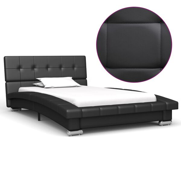 vidaXL Bettgestell Schwarz Kunstleder 200 x 90 cm