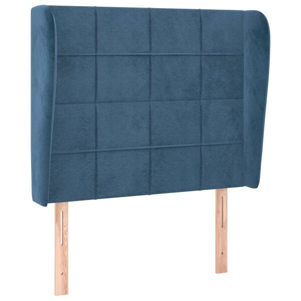 vidaXL Kopfteil mit Ohren Dunkelblau 93x23x118/128 cm Samt