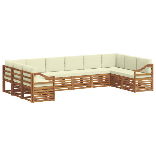 vidaXL Ecksofa Set mit Kissen 10 pcs Natur und Creme Massivholz Akazie