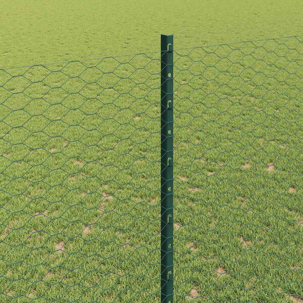 vidaXL Zaun mit Pfosten Gr&uuml;n 1,6 x 100 m Stahl und PVC