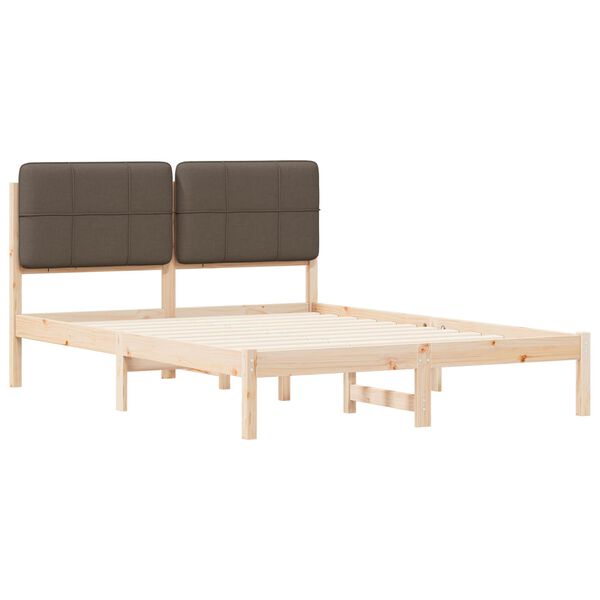 vidaXL Bettgestell mit gepolstertem Kopfteil Taupe 160 x 200 cm