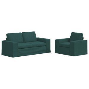 vidaXL Sofa Set 2 stk. Dunkelgr&uuml;n Stoff