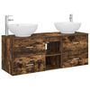 vidaXL Badezimmerm&ouml;bel-Set 3 stk. Ger&auml;ucherte Eiche 129 x 44,5 x 80 cm