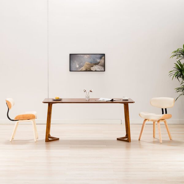 vidaXL Esszimmerst&uuml;hle 2 Stk. Creme Bugholz und Kunstleder