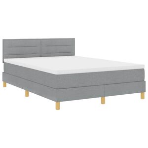 vidaXL LED Boxspringbett mit Kopfteil Hellgrau 140 x 200 cm Stoff