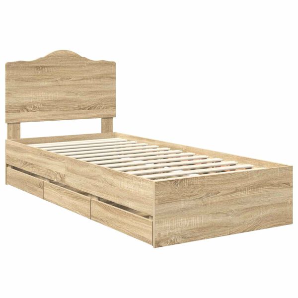 vidaXL Bettrahmen Sonoma-Eiche 75 x 190 cm Ingenieurs Holz