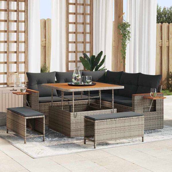 vidaXL Gartensofa-set mit Kissen 8 pcs Grau