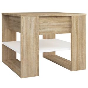 vidaXL Couchtisch Wei&szlig; Sonoma-Eiche 55,5x55x45 cm Holzwerkstoff