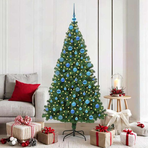 vidaXL Umgedrehter Kunst Weihnachtsbaum mit Kugelset Gr&uuml;n 180 cm PVC