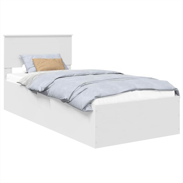 vidaXL Bettrahmen mit Kopfteil Wei&szlig; 75 x 190 cm Holzwerkstoff