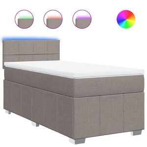 vidaXL Boxspringbett mit Matratze Taupe 100x200 cm Stoff