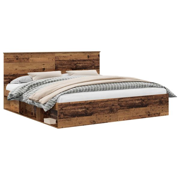 vidaXL Bettrahmen Altholz 200 x 200 cm Massives Kiefernholz