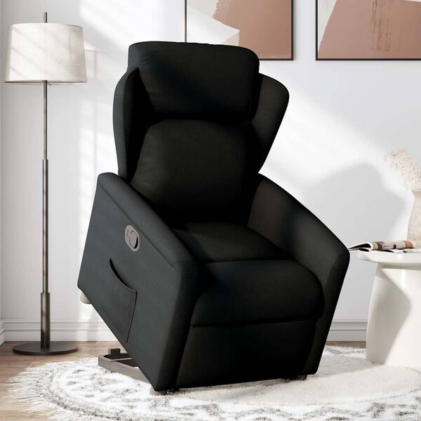 vidaXL Relaxsessel mit Aufstehhilfe Schwarz Stoff