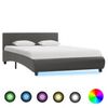 vidaXL Bettgestell mit LED Grau Kunstleder 140x200 cm