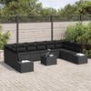 vidaXL Gartensofa-set mit Kissen 10 pcs Schwarz Polyrattan